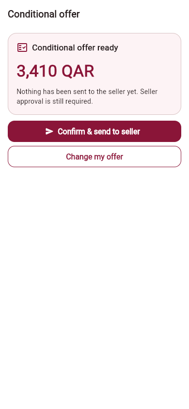 Conditional offer confirmation in askNGT